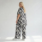 Legeres A-Form Shirt im ausgefallenen Oversize Lagenlook mit fließendem Stretchkomfort, Schwarz/Weiß