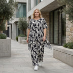 Legeres A-Form Shirt im ausgefallenen Oversize Lagenlook mit fließendem Stretchkomfort, Schwarz/Weiß
