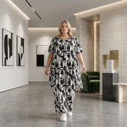 Legeres A-Form Shirt im ausgefallenen Oversize Lagenlook mit fließendem Stretchkomfort, Schwarz/Weiß