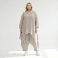Leicht luftige Oversize Zipfeljacke im ausgefallenen Lagenlook mit Streifen und Taschen, Sand/Weiß