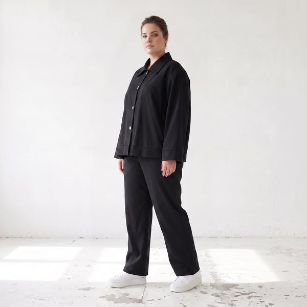 Damen Hose Lagenlook Schwarz, Komfortschnitt, Oversize große Größen – AKH Fashion