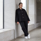 Damen Hose Lagenlook Schwarz, Komfortschnitt, Oversize große Größen – AKH Fashion