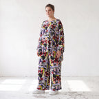 Oversized Shirt aus leichter Viskose Popeline in Lila mit Rundhals und lässigem Schnitt