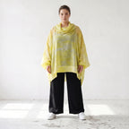Gelb/Grau Oversize Lagenlook Shirt mit Crashstruktur asymmetrisch leger zeitlos softfeel