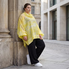 Gelb/Grau Oversize Lagenlook Shirt mit Crashstruktur asymmetrisch leger zeitlos softfeel