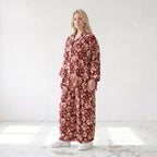 Damen Bluse Lagenlook Viskose Weinrot/Rose, gerader Schnitt, Langarm, Knopfleiste, Oversize große Größen – AKH Fashion