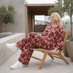 Damen Shirt Lagenlook Viskose Weinrot/Rose, A-Form, Langarm, Taschen, Oversize große Größen – AKH Fashion