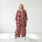 Damen Shirt Lagenlook Viskose Weinrot/Rose, A-Form, 3/4-Arm, Oversize große Größen – AKH Fashion