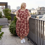 Damen Kleid Lagenlook Viskose Weinrot/Rose, Ballonschnitt, ärmellos, Flügeltaschen, Oversize große Größen – AKH Fashion