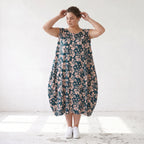 Damen Kleid Lagenlook Viskose Petrol/Rose, Ballonschnitt, ärmellos, Flügeltaschen, Oversize große Größen – AKH Fashion
