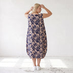 Damen Kleid Lagenlook Viskose Marine/Rose, Ballonschnitt, ärmellos, Flügeltaschen, Oversize große Größen – AKH Fashion