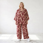 Damen Hose Lagenlook Viskose Weinrot/Rose, Ballonschnitt, Elastikbund, Oversize große Größen – AKH Fashion