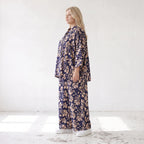 Damen Hose Lagenlook Viskose Marine/Rose, Ballonschnitt, Elastikbund, Oversize große Größen – AKH Fashion