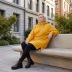 Damen Hoody Lagenlook Baumwolle Gelb, gerader Schnitt, Kapuze, Oversize große Größen – Rafay