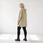 Damen Hoody Lagenlook Baumwolle Beige, gerade Form, Reißverschluss, Oversize große Größen – Rafay