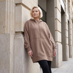 Damen Hoody Lagenlook Baumwolle Braun, gerader Schnitt, Reißverschluss, Oversize große Größen – Rafay
