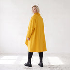 Damen Shirt Lagenlook Baumwolle Senfgelb, Vokuhila, Langarm, Daumenloch, Oversize große Größen – Rafay