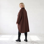 Damen Shirt Lagenlook Baumwolle Schokobraun, Vokuhila, Langarm, Daumenloch, Oversize große Größen – Rafay