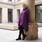 Damen Shirt Lagenlook Baumwolle Lila, Vokuhila, Langarm, Nahttaschen, Oversize große Größen – Rafay