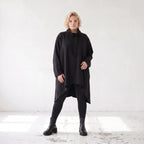 Damen Shirt Lagenlook Baumwolle Schwarz, Vokuhila, Langarm, Daumenloch, Oversize große Größen – Rafay