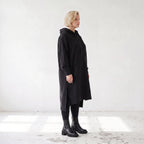 Damen Hoody Lagenlook Baumwolle Schwarz, gerader Schnitt, Kapuze, Oversize große Größen – Rafay