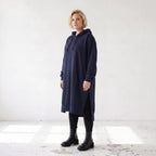 Damen Hoody Lagenlook Baumwolle Dunkelblau, gerader Schnitt, Langarm, Kapuze, Oversize große Größen – Rafay