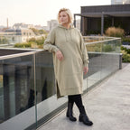 Damen Hoody Lagenlook Baumwolle Beige, gerader Schnitt, Langarm, Kapuze, Oversize große Größen – Rafay