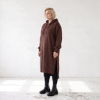 Damen Hoody Lagenlook Baumwolle Schokobraun, gerader Schnitt, Langarm, Kapuze, Oversize große Größen – Rafay