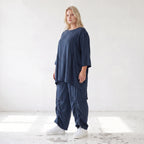 Damen Shirt Lagenlook Lyocell Petrol, A-Linie, 3/4-Arm, Oversize große Größen – AKH Premium