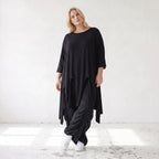 Damen Shirt Lagenlook Lyocell Schwarz, A-Linie, Oversize große Größen – AKH Premium