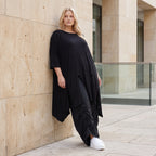 Damen Shirt Lagenlook Lyocell Schwarz, A-Linie, Oversize große Größen – AKH Premium