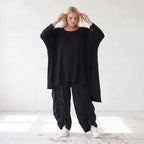 Damen Shirt Lagenlook Lyocell Schwarz, gerader Schnitt, Oversize große Größen – AKH Premium