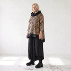 Damen Shirt Lagenlook Viskose Schwarz/Braun, asymmetrisch, Langarm, Kapuze, Oversize große Größen – AKH Premium