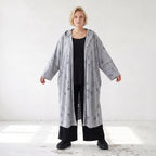 Jerseycardigan in Dusty Grey mit Kapuze aus Baumwolle und Elasthan mit geradem Schnitt