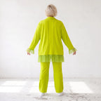 Limette Travellerbluse in A-Linie mit Hemdkragen locker fallend formstabil bequem sanft
