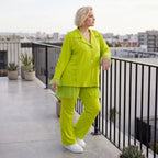 Limette Travellerbluse in A-Linie mit Hemdkragen locker fallend formstabil bequem sanft
