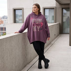 Fliederner Kapuzenpullover mit Leoprint aus French Terry mit Stretch und Seitentaschen