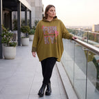 Kapuzensweatshirt in Camel mit Leoprint aus French Terry in gerader Form länger hinten