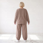 French-Terry Oversizedhose mit Smiley-Print gesmoktem Saum und Seitentaschen Streetstyle