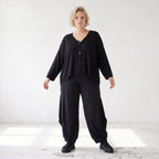 Ballonhose aus Slinky mit Stretch weites Bein als Schlupfhose fließend und elegant edel