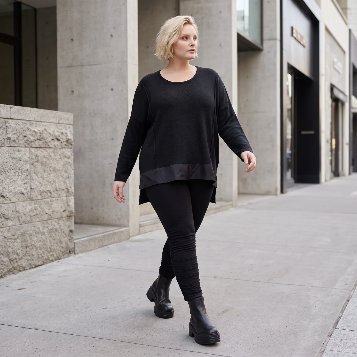 Weicher Strickpullover in Strickoptik aus Baumwolle mit Vokuhila-Schnitt und Schlitzen