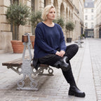 Wintershirt in Navy aus Strick mit Stretch Memorytaft Seitenschlitzen und Zipfelsaum