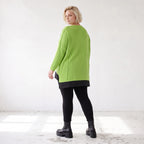 Strickshirt Matchagrün Baumwolle Memorytaft gerader Schnitt vorne kurz hinten lang weich