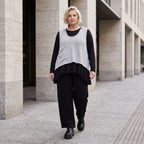 Ärmelloser Stricküberwurf in A-Linie mit Kapuze Tunnelzug Tasche und Baumwollstretch