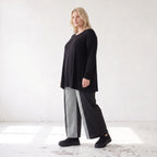 Palazzohose in Schwarz/Weiß aus weicher Bengaline mit Stretch und elastischem Komfortbund