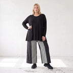 Palazzohose in Schwarz/Weiß aus weicher Bengaline mit Stretch und elastischem Komfortbund
