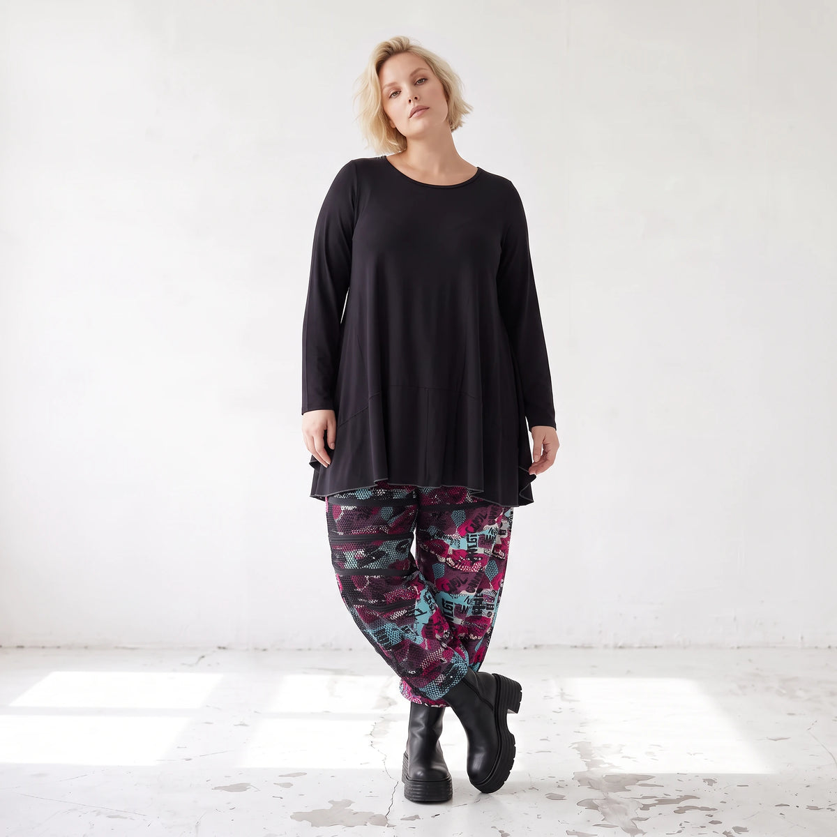 Haremshose aus Jersey mit Netzstoff und Fransen bequemem Dehnbund im trendigen Look