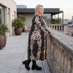 Twillkleid in Ballonform mit Rundhalsausschnitt Langarm aus Viskosemix mit Softstretch
