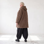 Kuschelige Teddyjacke in Ballonform mit Kapuze Taschen und Knopfverschluss warm weich
