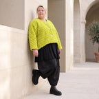 Kuschelige Teddyjacke in Limette mit gerundetem Schnitt warm mit laessig femininem Look